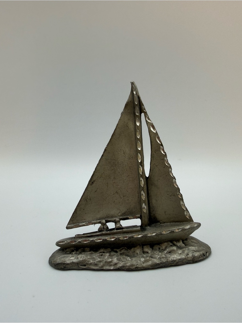Cuter Pewter Sailboat Figure Pewter 2 7/8 Inch By 2 5/8 Inch Sail Boat